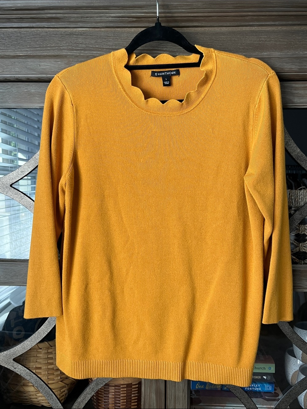 41 Hawthorn Scallop-Neck Sweater in Mustard
